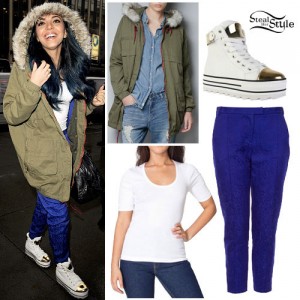 Jade Thirlwall: Green Parka, Blue Pants | Steal Her Style