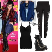 Jesy Nelson: Blue Leopard Print Blazer, Lace Leggings | Steal Her Style