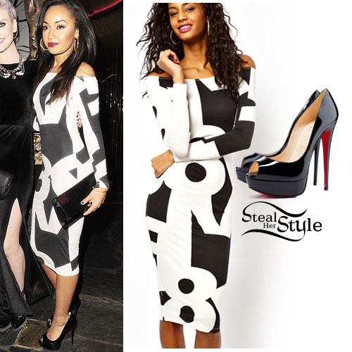 Leigh Anne Pinnock: Letter Print Dress, Black Heels