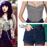 Melanie Martinez: Striped Bodysuit, Denim Shorts