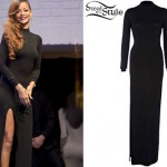 Rihanna: Split Long-Sleeve Maxi Dress