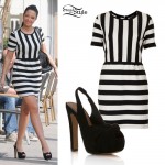 Tulisa Contostavlos: Stripe Shift Dress