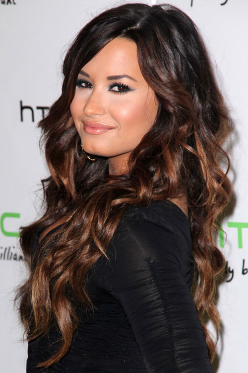 Demi Lovato Wavy Dark Brown Ombre Hairstyle Steal Her Style