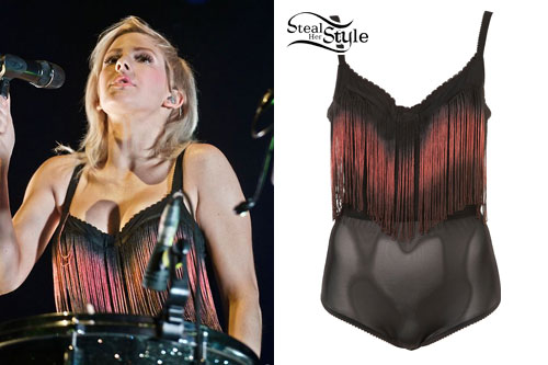 Ellie Goulding: Pink Fringe Bodysuit