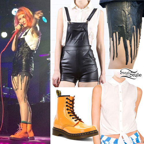 Hayley Williams: Leather Overalls, Drip Tights