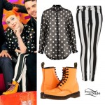 Hayley Williams: Orange Patent Boots Outfit