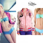 Iggy Azalea: Pink Jacket, Bow Bandeau Bikini