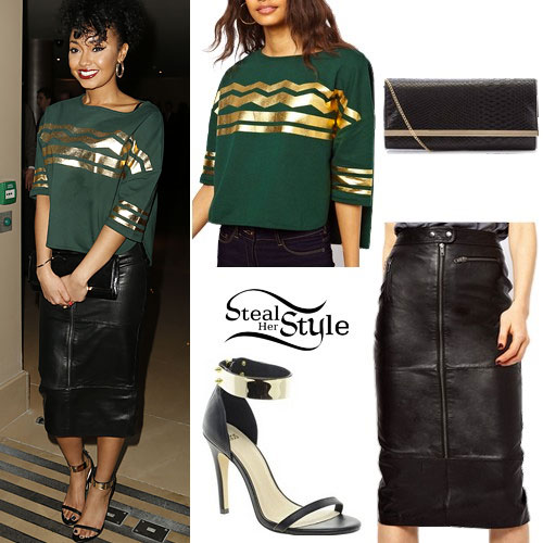 Leigh-Anne Pinnock: ZigZag Top, Leather Skirt