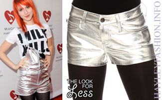 Hayley Williams and silver lame shorts from Tripp