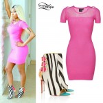 Nicki Minaj: Pink Mesh Dress, Zebra Booties