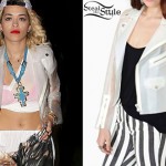 Rita Ora: White Rubber Jacket