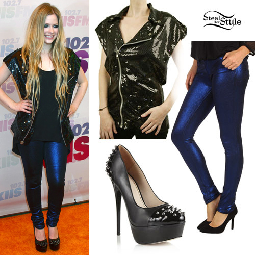 Avril Lavigne: Sequin Vest, Studded Pumps