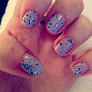 Perrie Edwards Blue Decals, Galaxy Print Nails | Steal Her Style