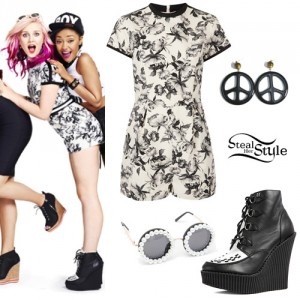 Perrie Edwards: Floral Playsuit, Creeper Wedge | Steal Her Style