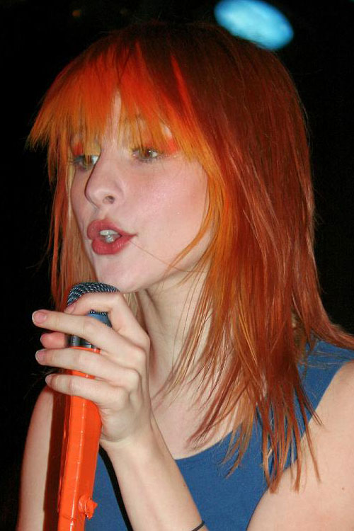 Hayley Williams Straight Orange Angled, Colored Bangs Hairstyle | Steal Her...