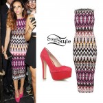 Jade Thirlwall: Aztec Midi Dress, Pink Heels