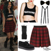 Jade Thirlwall: Awesome Crop Top, Check Skirt | Steal Her Style