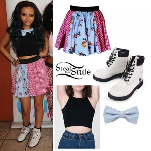 Jade Thirlwall: Disney Print Skirt, Black Top | Steal Her Style