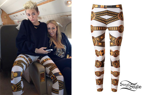 Miley Cyrus: Belt Print Leggings