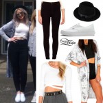 Perrie Edwards: Black Jeans, Print Cardigan