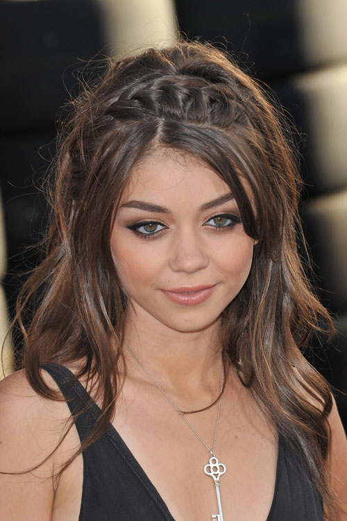 Sarah Hyland Wavy Medium Brown Crown Braid Messy Hairstyle Steal Her Sarah Hyland Wavy Medium Brown Crown Braid Messy Hairstyle Steal Her