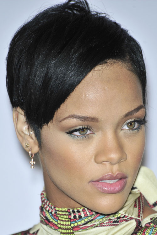 Rihanna Straight Black Side Part Hairstyle | Steal Her Style