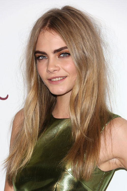Cara Delevingne Straight Ash Blonde Angled, Messy Hairstyle | Steal Her