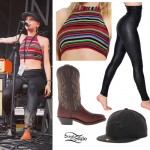 Juliet Simms: Striped Crop Top, Shiny Leggings