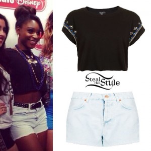Normani Hamilton: Black Crop Top, White Shorts | Steal Her Style