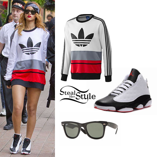 Rihanna: Adidas Sweatshirt, Air Jordan Sneakers | Steal Her Style