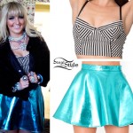 Rydel Lynch: Stripe Bralet, Blue Metallic Skirt