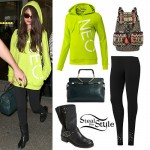 Selena Gomez: Neon Hoodie Outfit