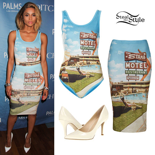 Ciara: Motel Print Bodysuit & Skirt