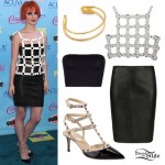 Hayley Williams: Harness Top, Leather Skirt