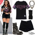 Jesy Nelson: Crop Tee, Black Shorts