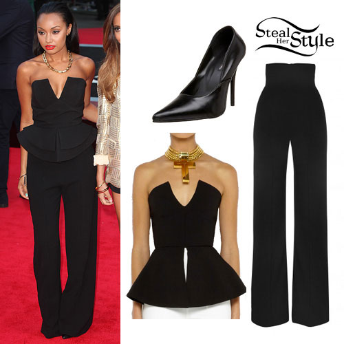 Leigh Anne Pinnock: Black Peplum Top & Pants