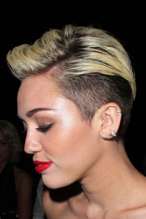 Miley Cyrus Straight Golden Blonde Two-Tone, Undercut Hairstyle | Steal ...
