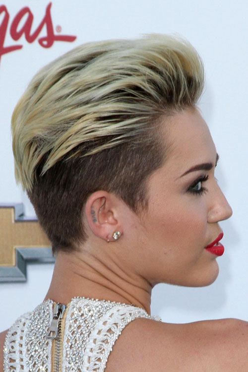Miley Cyrus Straight Golden Blonde Pompadour Two Tone Undercut