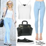 Perrie Edwards: Crop Top, High Waist Jeans | Steal Her Style