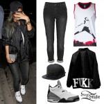 Rihanna: Faded Jeans, Black Jacket