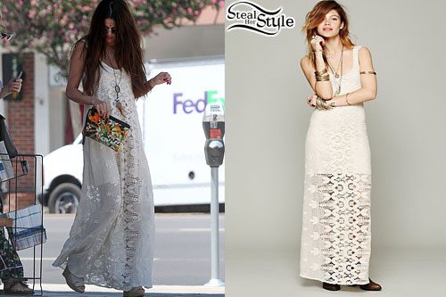 Selena Gomez: White Maxi Dress