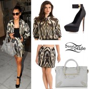 Vanessa White: Leather Skirt, Horse Print Shirt | Steal Her Style