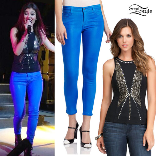 Victoria Justice: Studded Tank, Blue Coated Jeans