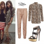 Zendaya: Leopard Blouse, Beige Pants