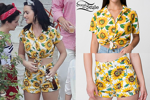 Katy Perry: Sunflower Shirt & Shorts