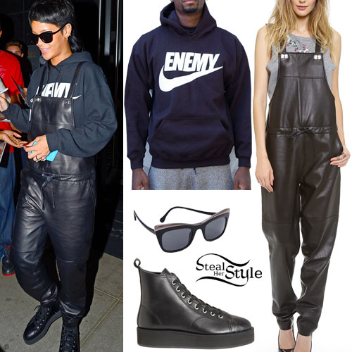 Rihanna: Leather Overall Outfit
