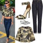 Rihanna: Camo Tee, Baggy Jeans
