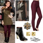 Cher Lloyd: Oxblood Jeans, Fur Collar Vest