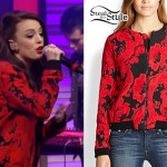 Cher Lloyd: Red Brocade Bomber Jacket
