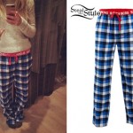 Ellie Goulding: Blue Plaid Pajama Pants